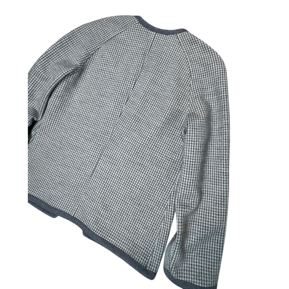 Vintage Bleyle Wool Jacket Gray Houndstooth Open Front Blazer Made in Germany Sz - Picture 10 of 11